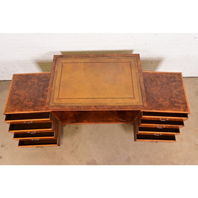 Antique English Regency Burl Wood Leather Top Metamorphic Wooton Desk, Circa 1860s For Sale In South Bend - Image 6 of 14