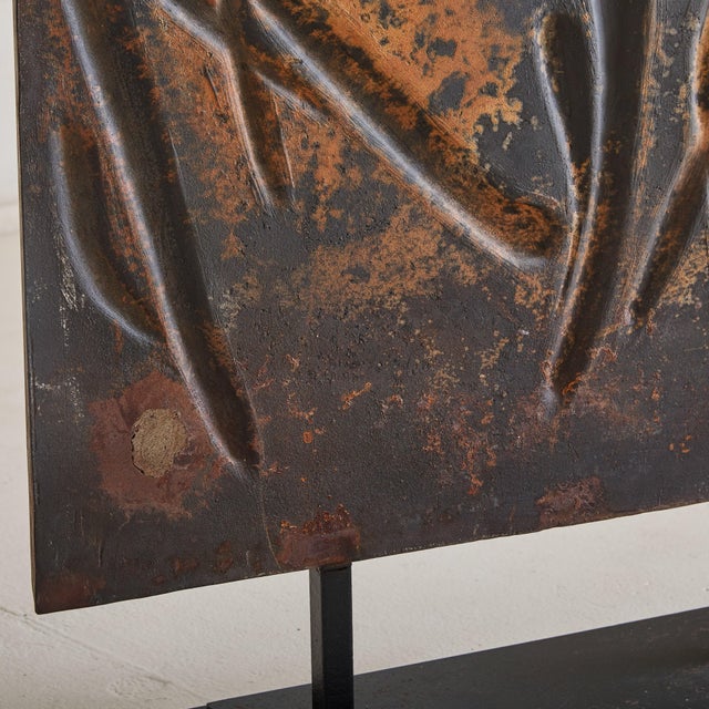 1980s French Cast Iron Sculpture with Abstract Motifs by René Coutelle For Sale - Image 18 of 18