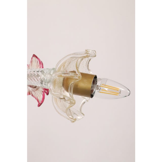 Metal Vintage Murano Style Crystal J Arms Chandelier With Gold & Rose Inflections For Sale - Image 7 of 14