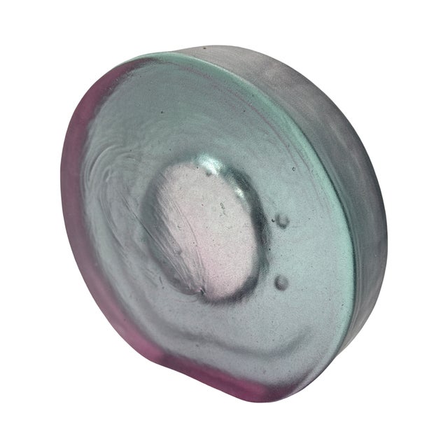 Late 20th Century Organic Hand Blown Studio Art Glass Portal Sculpture in Amethyst and Aqua For Sale - Image 4 of 7