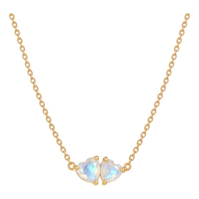 Rainbow Moonstone Heart Necklace | Dainty Gemstone Neckalce | June Birthstone Jewelry For Sale