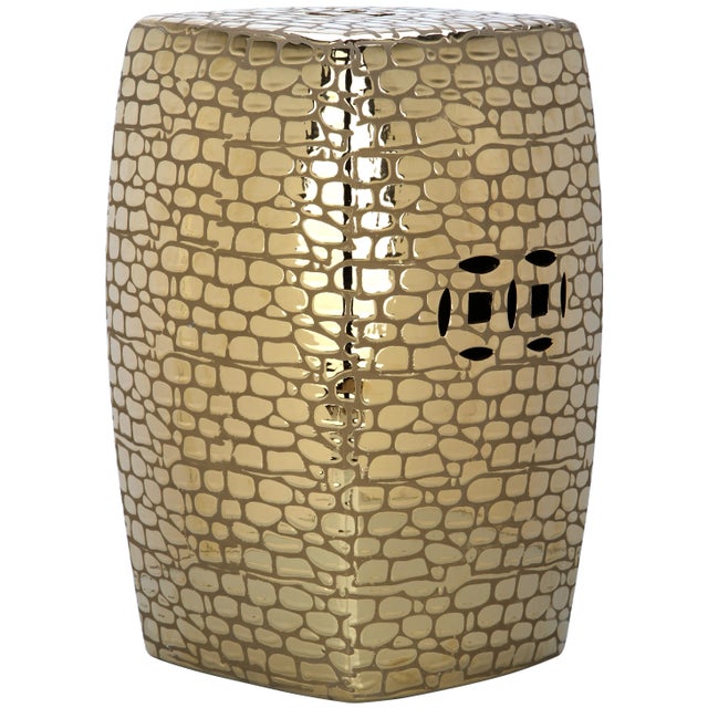 April Garden Stool in Gold For Sale - Image 4 of 4