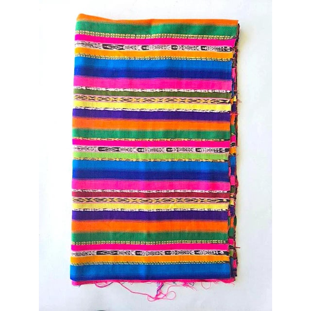 1970s Vintage Guatemalan Textile in Bright Colors With Jaspe Ikat Detail, Just Under 3 Yards For Sale - Image 5 of 10
