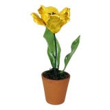 Yellow Porcelain Parrot Tulip by Didier Gardillou For Sale