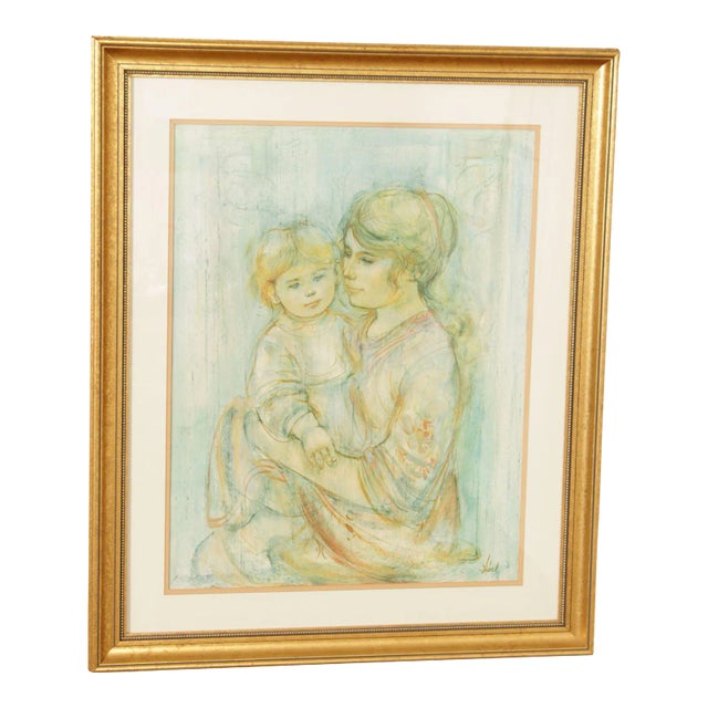 Edna Hibel Impressionist Style 'Beatrice and Baby' Lithograph For Sale