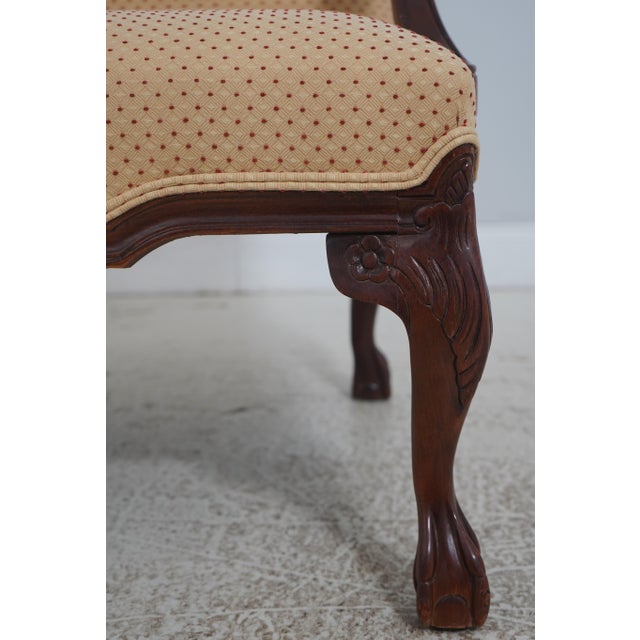 Pair Chippendale Ball and Claw Upholstered Library Chairs For Sale - Image 12 of 18