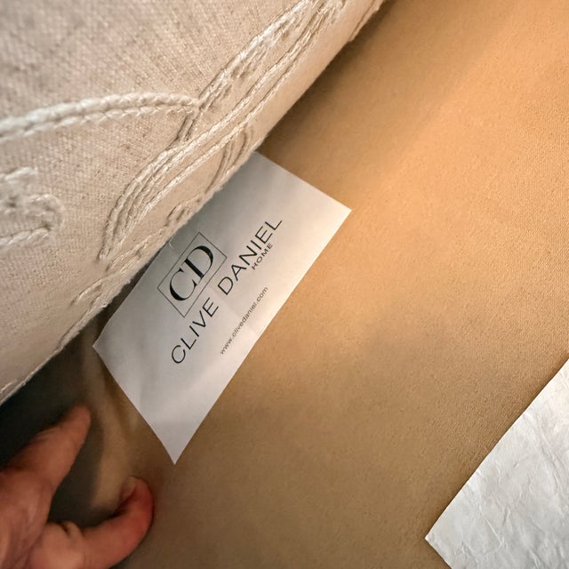2020s Tall Embroidered Wingback With Footstool For Sale - Image 5 of 13