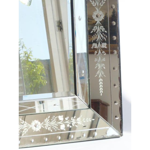 Large Vintage Venetian Rectangular Ornate Wall Mirror with Beveled Glass, Italy, 1920s For Sale - Image 4 of 13