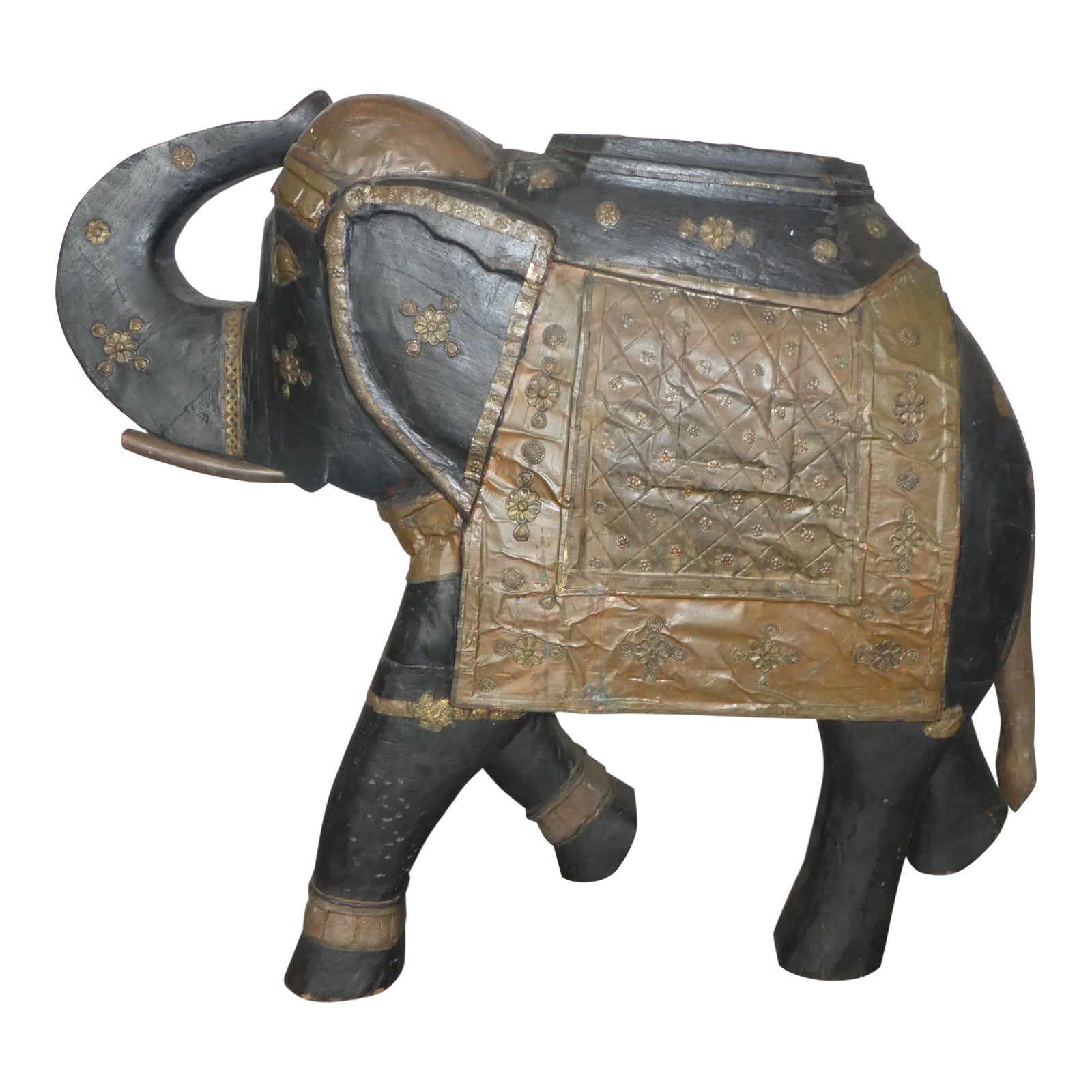 Carved Tribal Elephant Tabletop