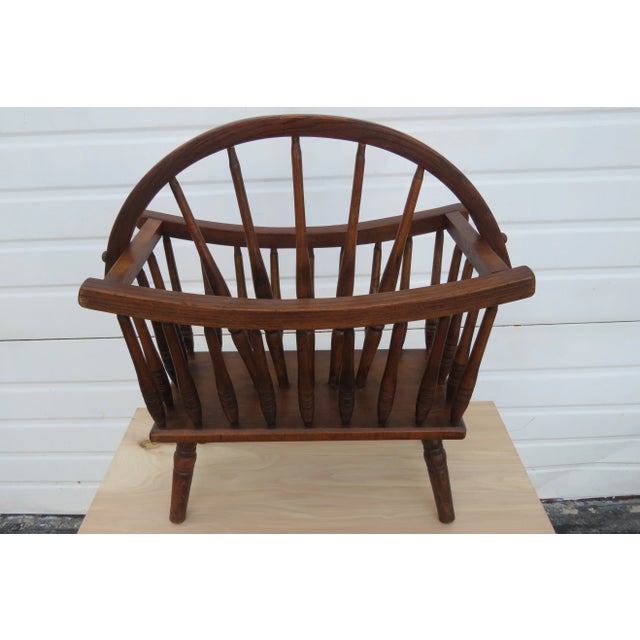 Solid Oak Vintage Newspaper Stand Magazine Rack For Sale In Miami - Image 6 of 13