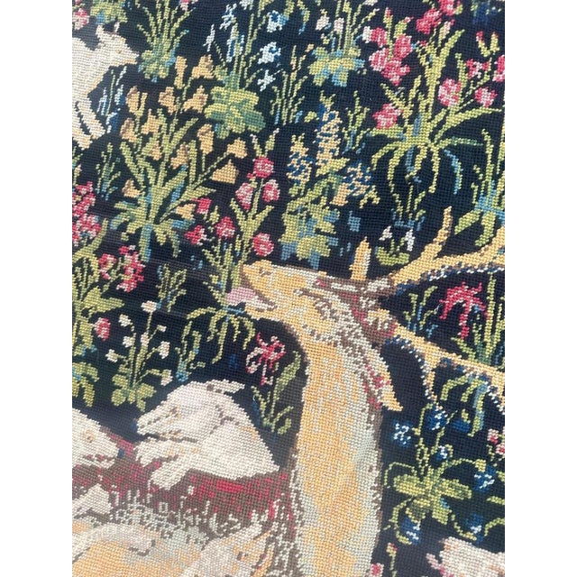 French Aubusson Style Needlepoint Tapestry with Medieval Design, 1970s For Sale - Image 9 of 18