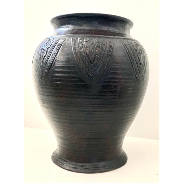 Japanese Japanese Bronze Vase Antique Chinese Asian Cicada Pattern 9 Inch Large For Sale - Image 3 of 9