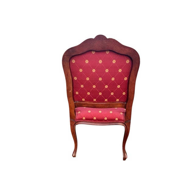 Wood Ethan Allen French Louis XV Style Carved Cherry Armchair in Red & Gold For Sale - Image 7 of 12