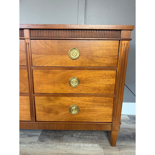 Mid-Century Modern 1950s Refinished Walnut Dresser by Stanley For Sale - Image 3 of 15