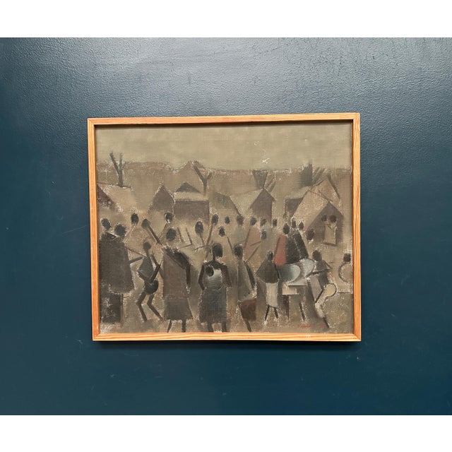 Sigfrid S, Landscape with Figures, 1960, Oil Painting on Canvas, Framed For Sale - Image 14 of 16