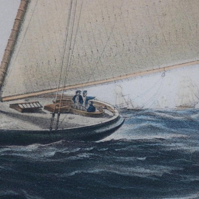 Antique Seascape Print of “The America” Winner of the Cowes Club Cup C1851 For Sale - Image 13 of 18