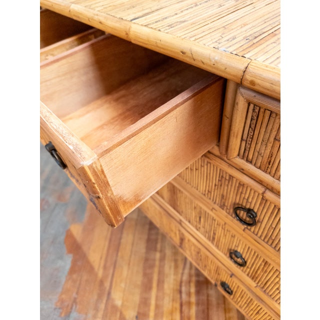 Tan Late 20th Century Chinoiserie Safari Style Bamboo and Rattan Chest of Drawers Milling Road by Baker For Sale - Image 8 of 16