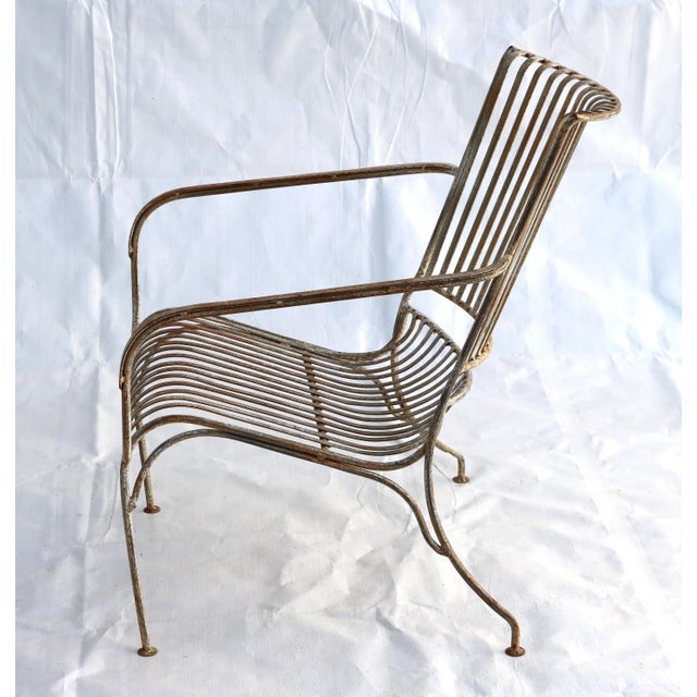 Metal 1940's French Wrought Iron Garden Chairs and Bench For Sale - Image 7 of 15