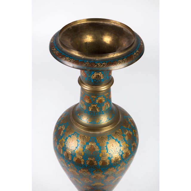 Monumental Moroccan Style Etched Brass Vase Chairish