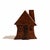 A vintage carved wood puzzle box in the shape of a house. Pieces of wood side out in order to reveal an inner compartment...