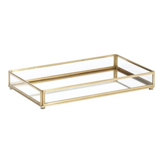 Cava Metal-Edged Mirrored Glass Vanity Tray, Small For Sale