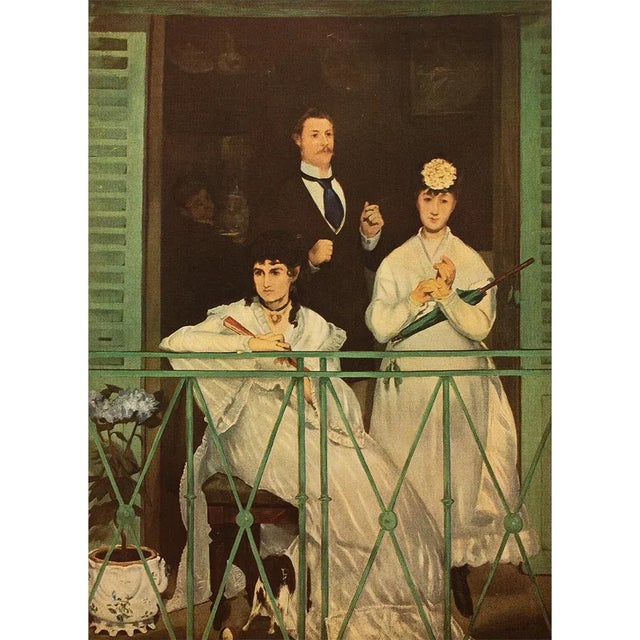 Paper 1949 After Edouard Manet "The Balcony" First Edition Parisian Full-Color Print For Sale - Image 7 of 8