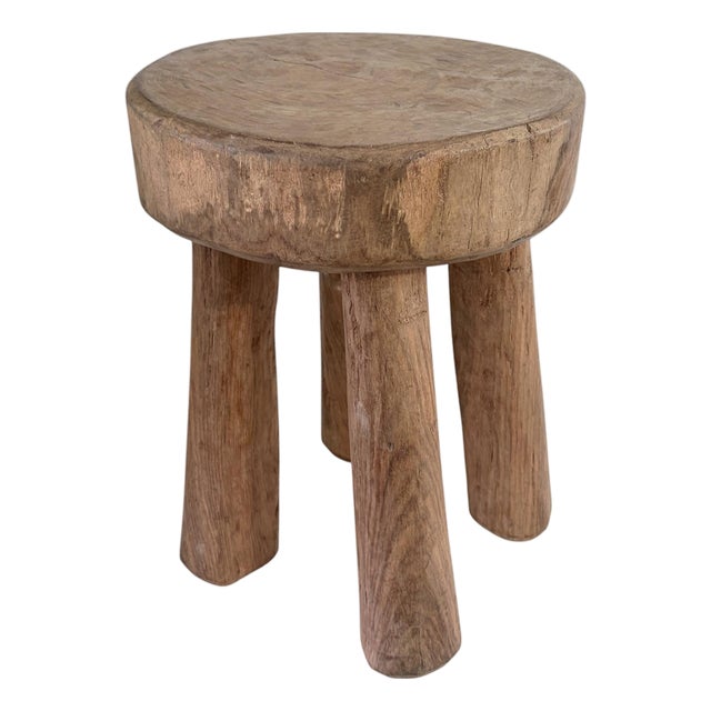 Vintage African Carved Wood Milk Stool Hehe Gogo People Tanzania 11.5" H For Sale