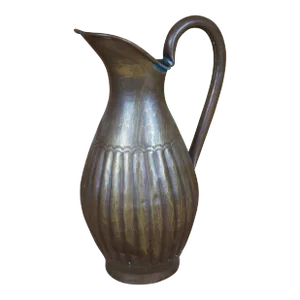 Antique Chinese Hammered Embossed Copper Water Can Pitcher Ewer Jug