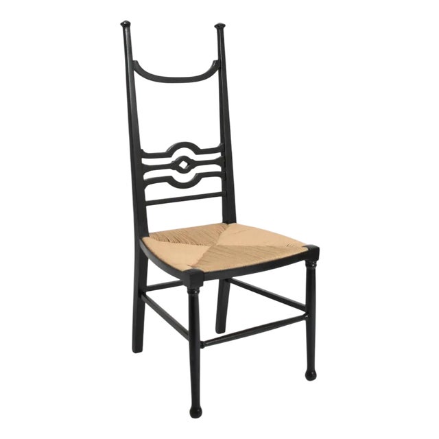 Arts & Crafts Ebonised Wood Fireside Chair, 1900s For Sale