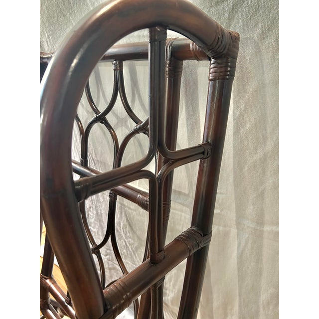 Vintage Very Large Chinoiserie Wrapped Rattan Wingback Chair in the Style of Ficks-Reed For Sale In New Orleans - Image 6 of 12