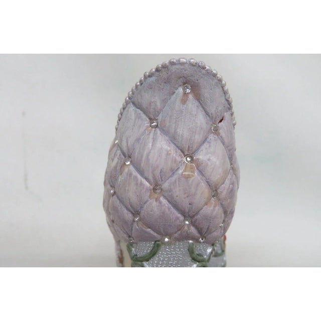 Ceramic Gemstone Design Floral Victorian Style High Heel Shoe Figurine For Sale - Image 9 of 12
