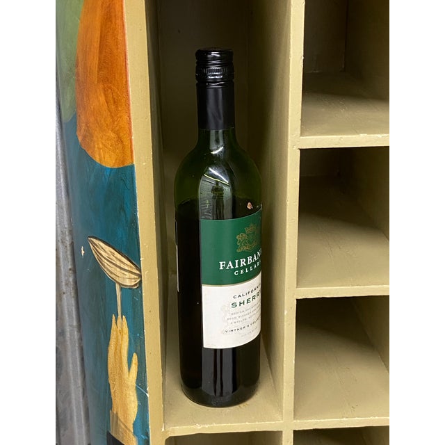 Alabaster 1990s Wine Storage Cabinet Bottle Shaped Art Deco Style Hand Painted For Sale - Image 8 of 9