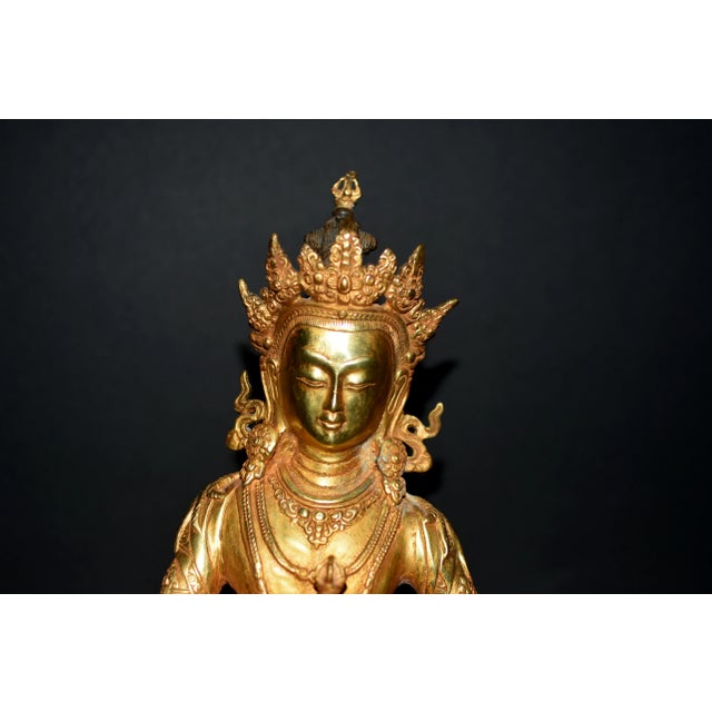 Mid 20th Century Gilt Bronze Tibetan Buddha Vajrasatwa For Sale - Image 5 of 13