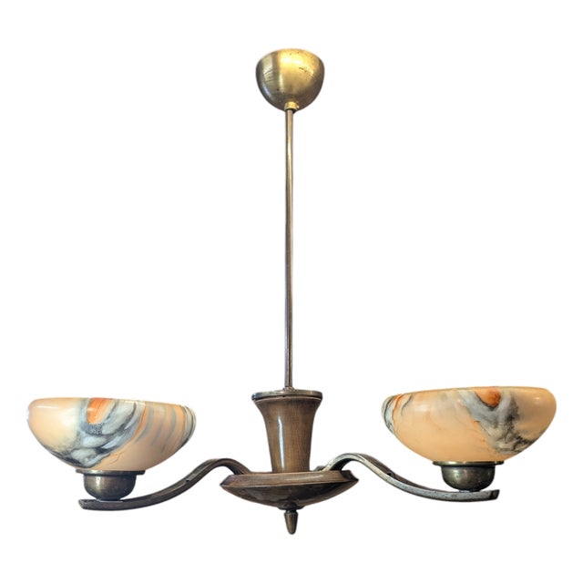 Three-Arm Chandelier by Paavo Tynell for Taito Oy, 1940s For Sale