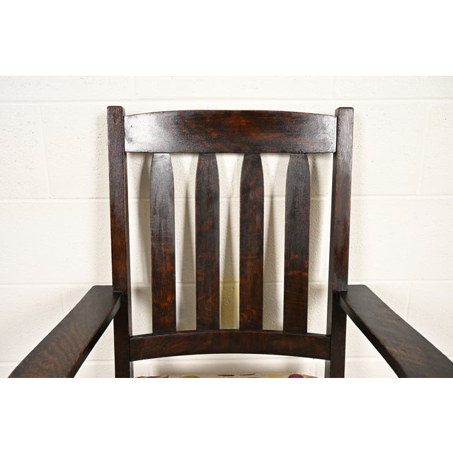 Wood Limbert Antique Mission Oak Arts & Crafts Armchair, Circa 1910 For Sale - Image 7 of 15