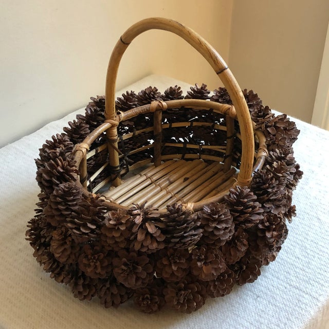 Rustic Adirondack Pine Cone Basket For Sale In Baltimore - Image 6 of 13