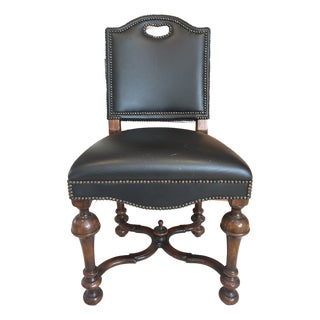 Theodore Alexander Black Leather Accent Chair For Sale