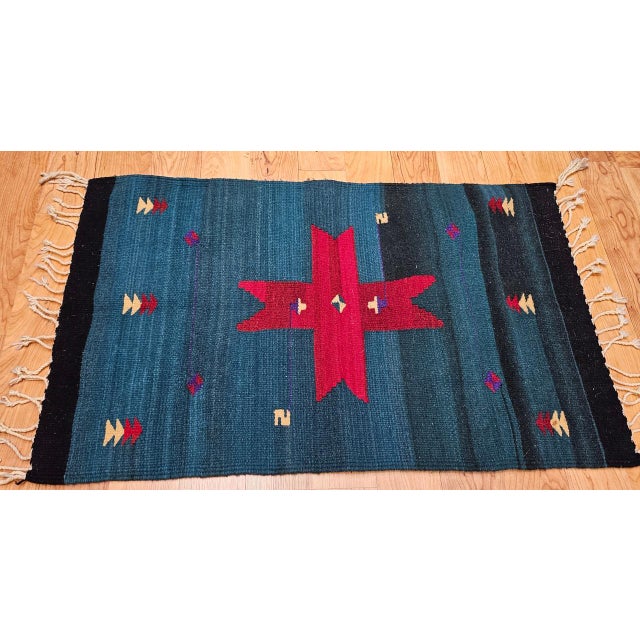 Vintage American Southwestern Kilim Rug, Handwoven Wool, Geometric Pattern, 2x3 For Sale - Image 4 of 5