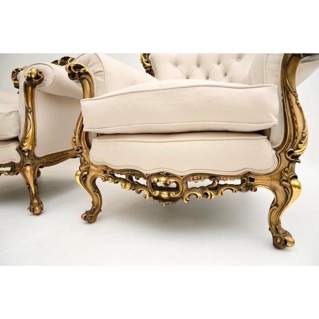 Set of French Giltwood Armchairs, 1930s For Sale - Image 10 of 12