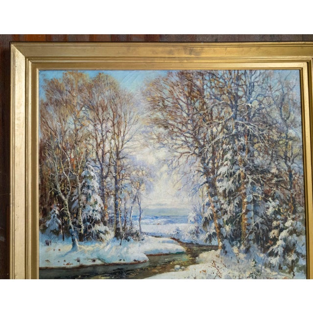 American Early 20th Century American Impressionist Winter Wonderland Landscape Painting by George Young Kauffman For Sale - Image 3 of 18