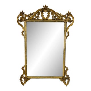 Italian Wall, Console, Mantle or Pier Mirror. 1930s. Gilt Gold, Carved For Sale