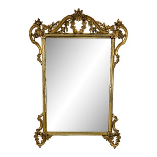 Italian Wall, Console, Mantle or Pier Mirror. 1930s. Gilt Gold, Carved For Sale