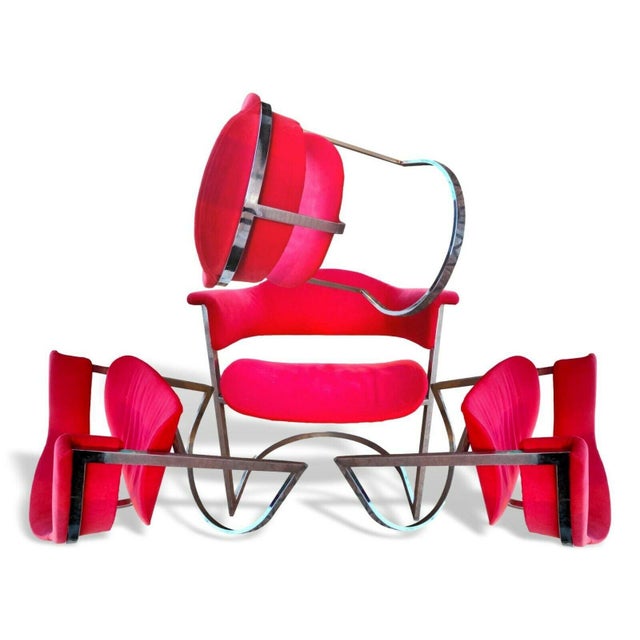 Pink Armchairs by Vittorio Introini for Mario Sabot, 1970s, Set of 4 For Sale - Image 8 of 10