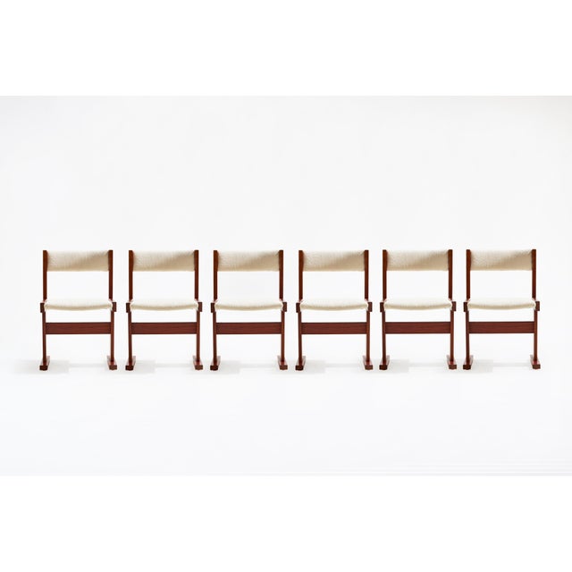 Mid-Century Modern Vintage Stained Oak and Bouclé Dining Chairs by Poul H. Poulsen for Gangsø Møbler, Denmark, 1960s, Set of 6 For Sale - Image 3 of 8