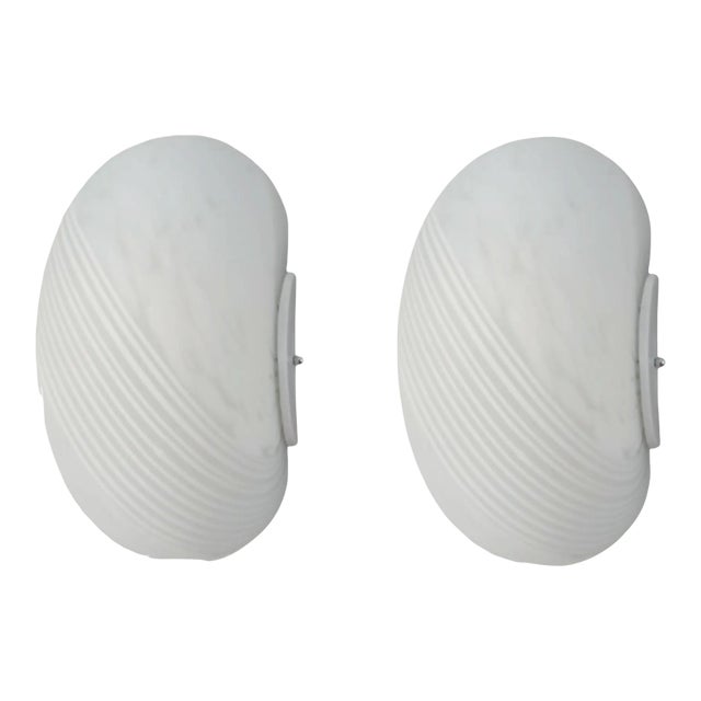 1970s Milky White Murano Sconces, a Pair For Sale