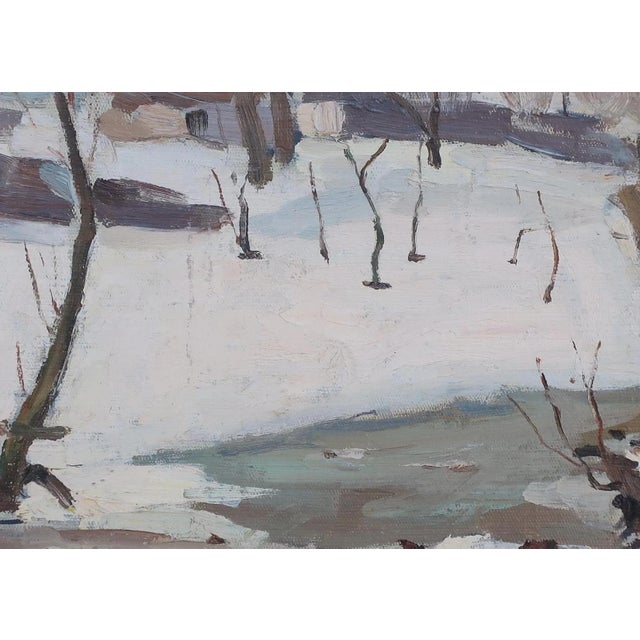 Vintage Winter Landscape Painting, Ukrainian Art, 1970s 35-50 For Sale - Image 4 of 6