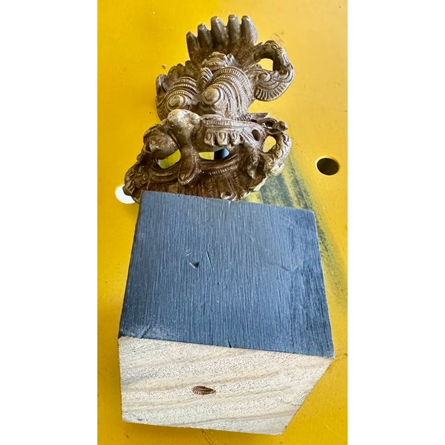 Mid Century Yali Kirtimukha Brass Dragon Face Temple Guardian Ganesha Hindu Metal Antique Indian India For Sale - Image 11 of 12