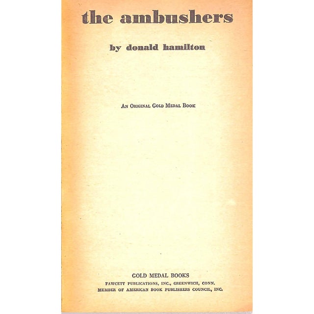 HAMILTON, Donald [144] pp. Fawcett Publications, Inc. 1963 Third Printing 7" x 4 1/4" Matt Helm conducts a by-the-book...