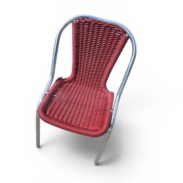 Red Aluminum Chair with Synthetic Weave, 1980s, Set of 6 For Sale - Image 12 of 18