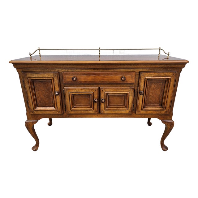 Alexander Julian Mahogany Sideboard Buffet With Brass Rail For Sale